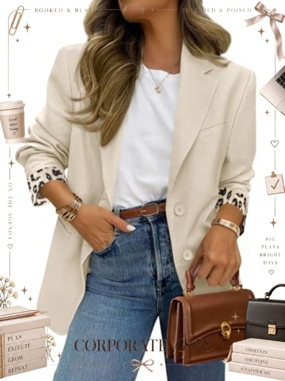Women's Open Front Leopard Blazer Suit Jacket